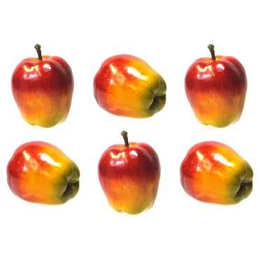 Vasefill 6-Pack Artificial Red Yellow Apple Oval Apples Fruit Six Pieces Faux Fake Cortland Manzana