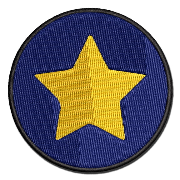 Star in Circle Applique Multi-Color Embroidered Iron-On Patch - 2.5 Inch Small