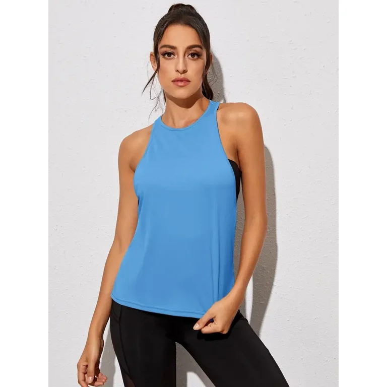 Yoga Basic Cut Out Back Solid Sports Tank Top