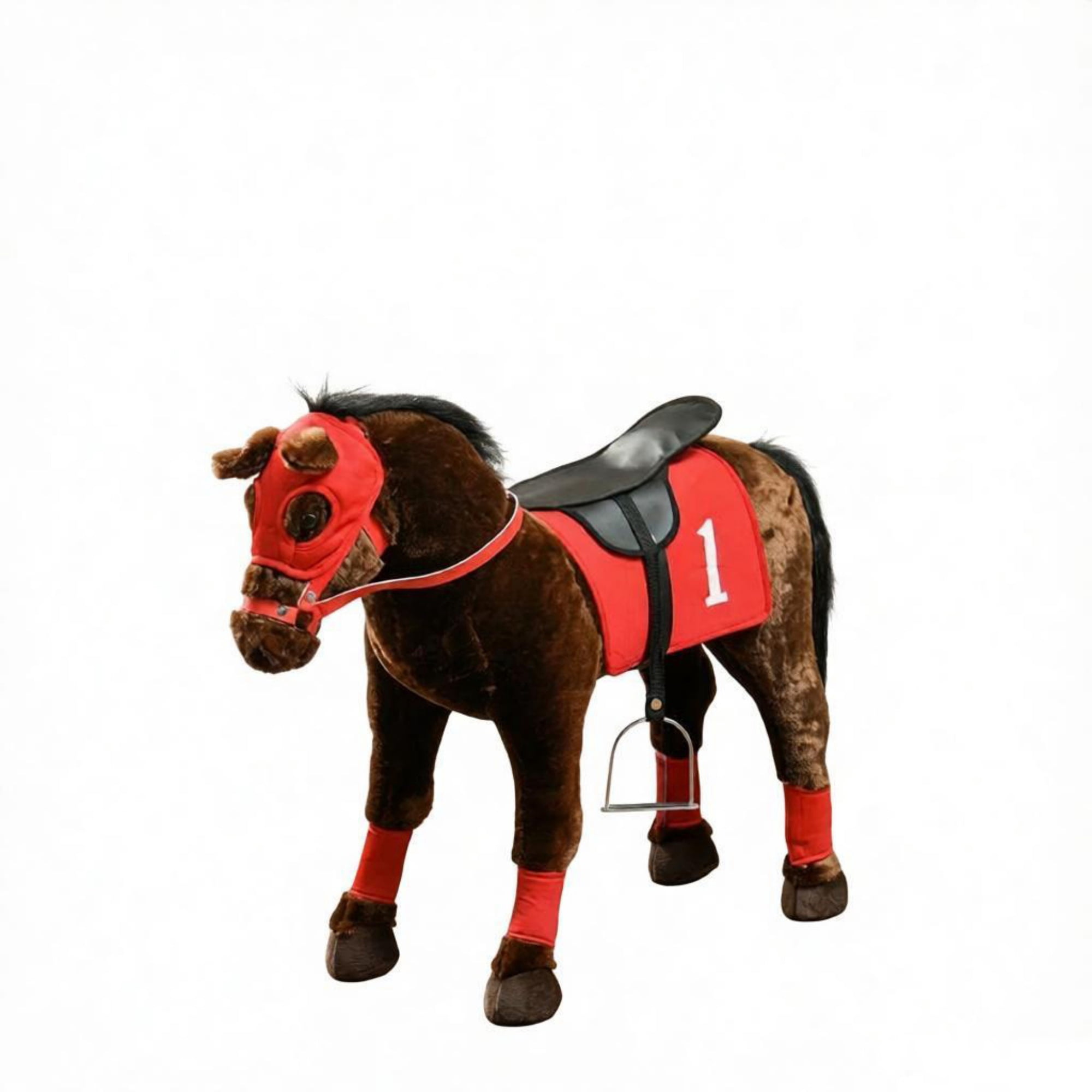 Kids Ride on Horse Toy Age 3-8, Press to Neigh, Equipped with Saddle & Stirrups