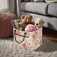thumbnail image 3 of Yuyamidu Vintage Rose Quilted Basket with Side Pockets Large Capacity Laundry Basket Portable Folding Storage Quilted Storage Basket for Nursery Bedroom Living Room, 3 of 6