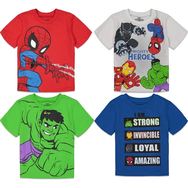 Camiseta Marvel Avengers Spider-Man Hulk Iron Man para niños 4T