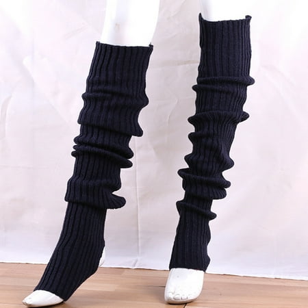 

LEAQU 1Pair Women Elastic Solid Color Warm Thigh High Knitted Long Socks Over Knee Stockings