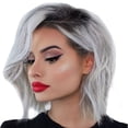 thumbnail image 2 of Human Hair Hair Wigs Colors Women Gray Short Natural Gradient Mix Curly Full Synthetic Wig wig, 2 of 4