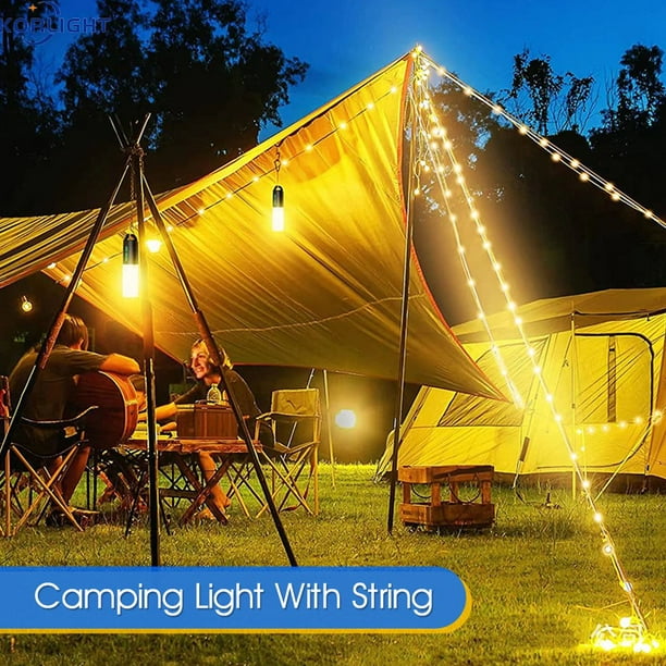 HAOAN Camping String Lights 33Ft 4 Lighting Modes Camping Lantern with  String Light 4000mAh USB Rechargeable Camping Flashlight Portable Camping  Light for Emergency Camping Hiking 