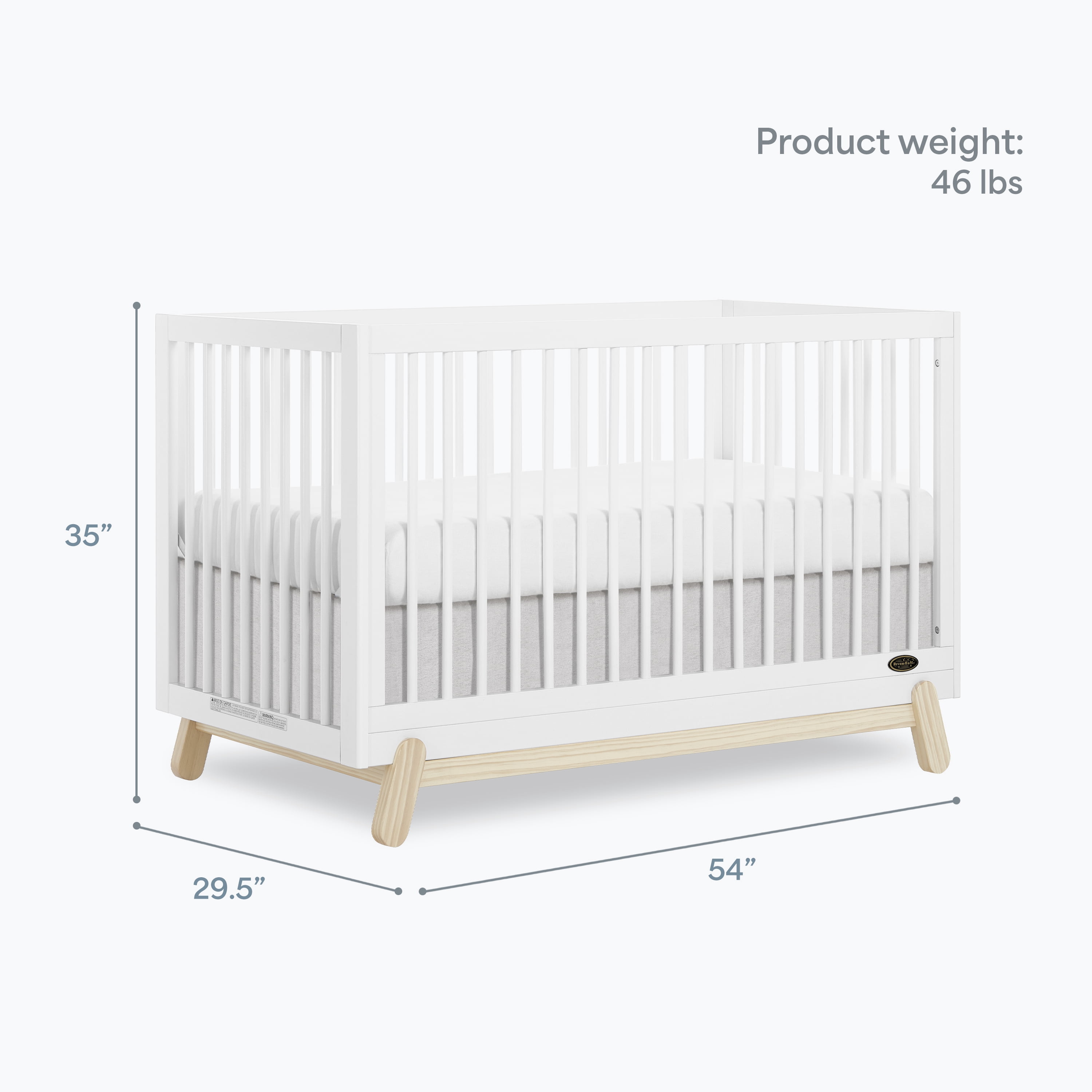 Dream On Me Hygge 5-in-1 Convertible Crib, Vintage White Oak