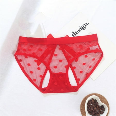 

UoCefik Brief Underwear Women Sexy Lace Stretch Panties for Women See Through Dot Printed Brief
