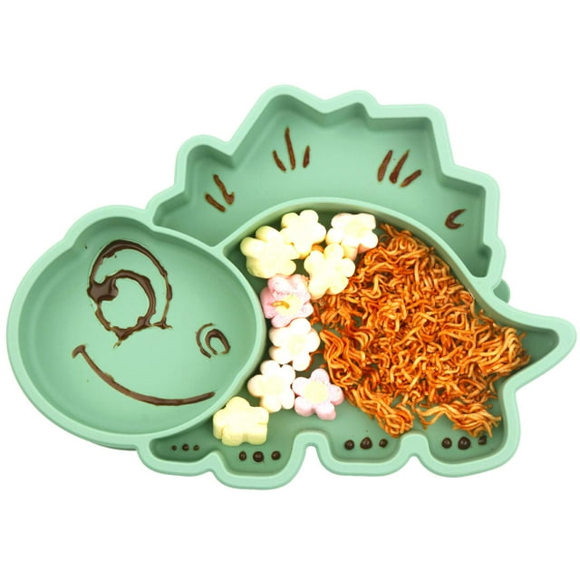 Platos de silicona para bebés divididos - Platos portátiles antideslizantes con ventosa para niños pequeños para bebés y niños Plato de cena para bebés sin BPA, apto para lavavajillas y microondas