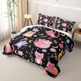 thumbnail image 3 of jejeloiu Cartoon Cat Moon Floral Bed Spread Queen Kids,Night Cute Animal Print Queen Coverlet Set For Girls,3 Pieces, 3 of 7