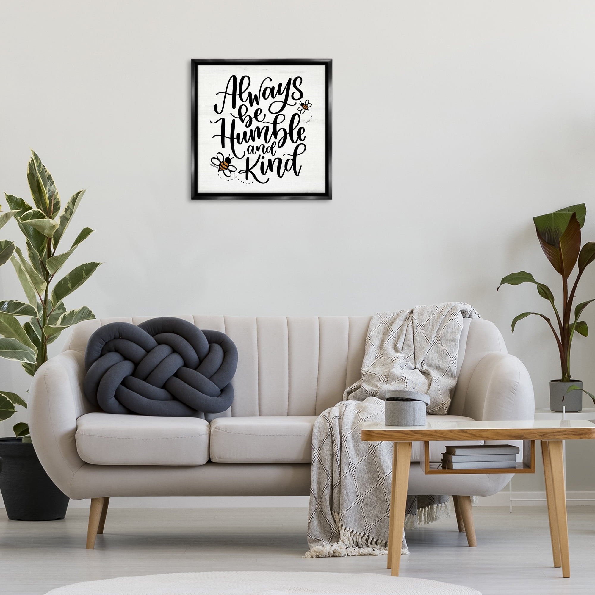 Stupell Industries Inspiring Humble & Kind Animals Painting Black Floater Framed Canvas Art Print Wall Art, 25 x 25