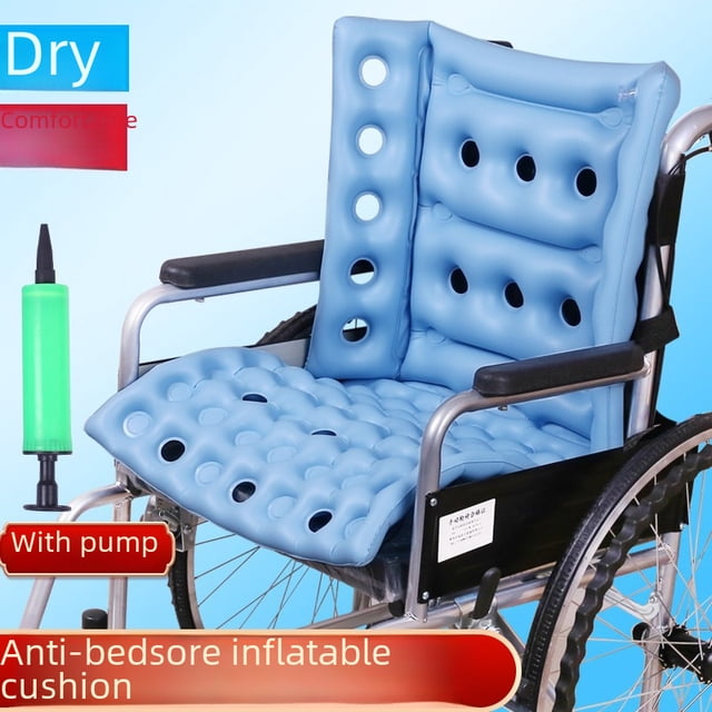 Ergonomic Inflatable Wheelchair Cushion with Integrated Back Support - Breathable Anti-Pressure Ulcer Pad for Pressure Sore Prevention, Manual Hand Pump Inflation, Comfortable Fit for All Wheelchair