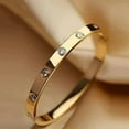 thumbnail image 3 of 3Ct Round Cut Women's Natural White Moissanite Bangle Bracelet in 14K Yellow Gold Plated, 3 of 5