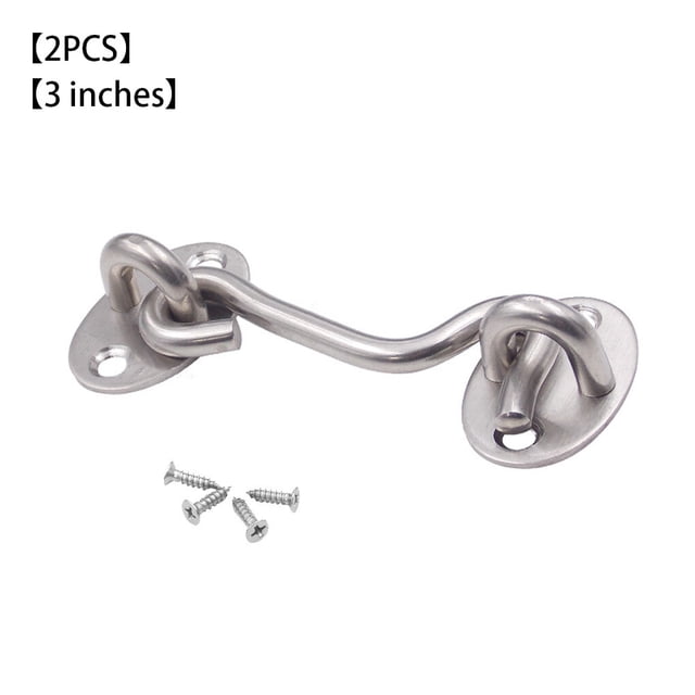 Window Eye Latch Gate Door Window Stainless Steel Windproof windproof hook Lock Hook with Mounting Screws, 3 Inch
