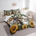 thumbnail image 2 of jejeloiu Cute Animal Cat 7 Pieces Bedding Comforter Set For Kids,Retro Rustic Floral Sunflowers Full Bedding Set For Girls,Reversible, 2 of 7