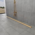 thumbnail image 2 of Kingston Brass BSFK7227 Watercourse 72-Inch Stainless Steel Linear Shower Drain with Reversible Tile Insert and Flat Grate, Drain with Base Flange and Hair Strainer in Brushed Brass, 2 of 5