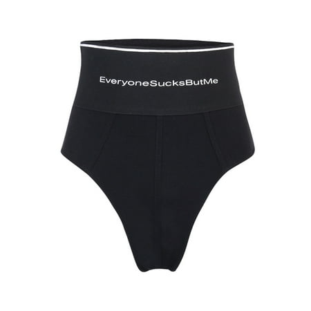 

Women s High-waist Sports Briefs Cotton Letters Wide Edges Over Belly Button Abdomen Hip Briefs Short Summer