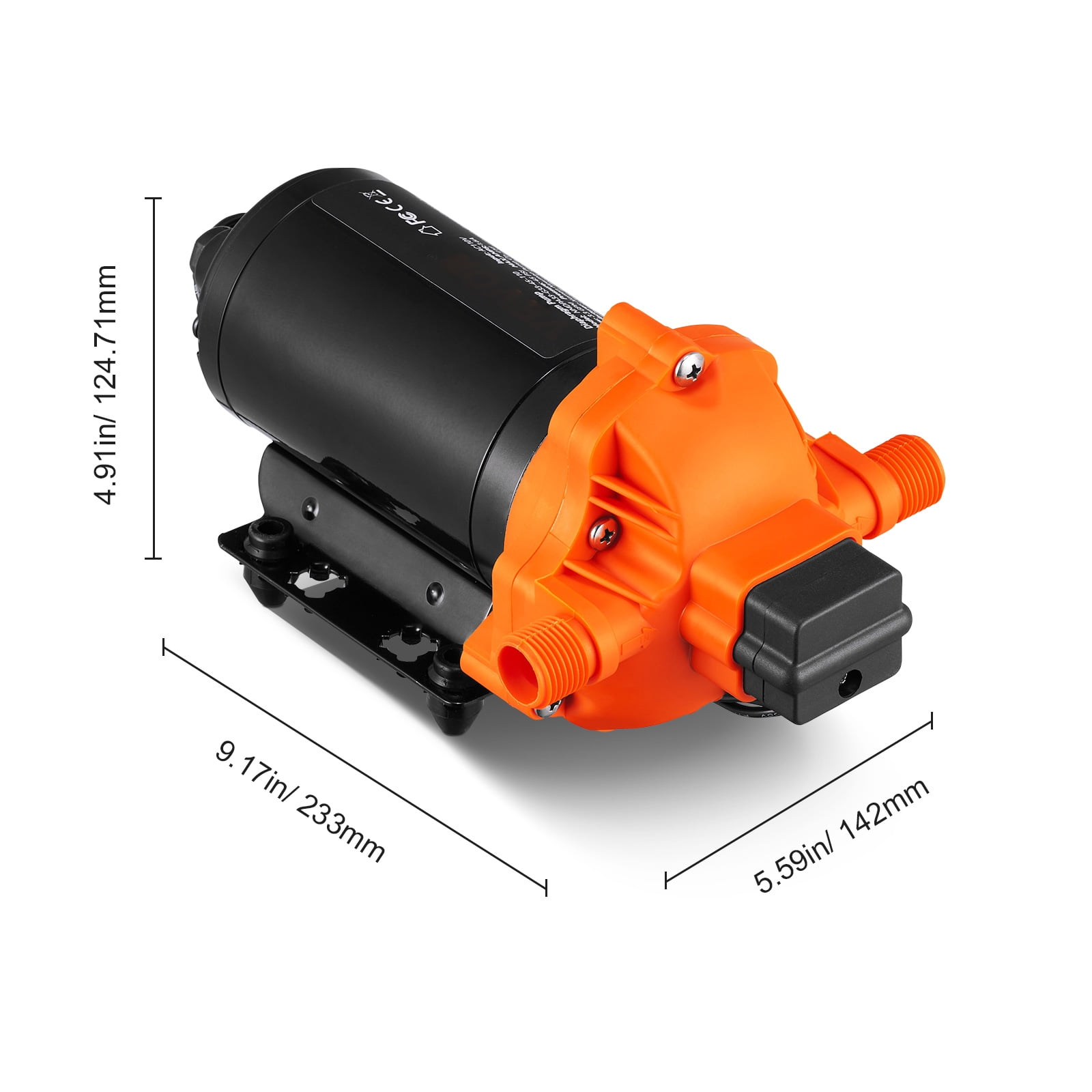 VEVOR Water Diaphragm Pump, 110V AC, 3.3 GPM Flow, 45 PSI (40-80 PSI Adjustable), 1/2" MNPT Self Priming Sprayer Pump with Pressure Switch for RV Camper Marine Boat Lawn, FCC Certified
