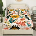 thumbnail image 3 of Erosebridal Boho Floral Bed Sheets Set Tropical Leaves Twin Sheet Set Women, Colorful Flower Sheets Rustic Farmhouse Bed Set, Chic Vintage Elegant Flat Sheet, 3 of 6