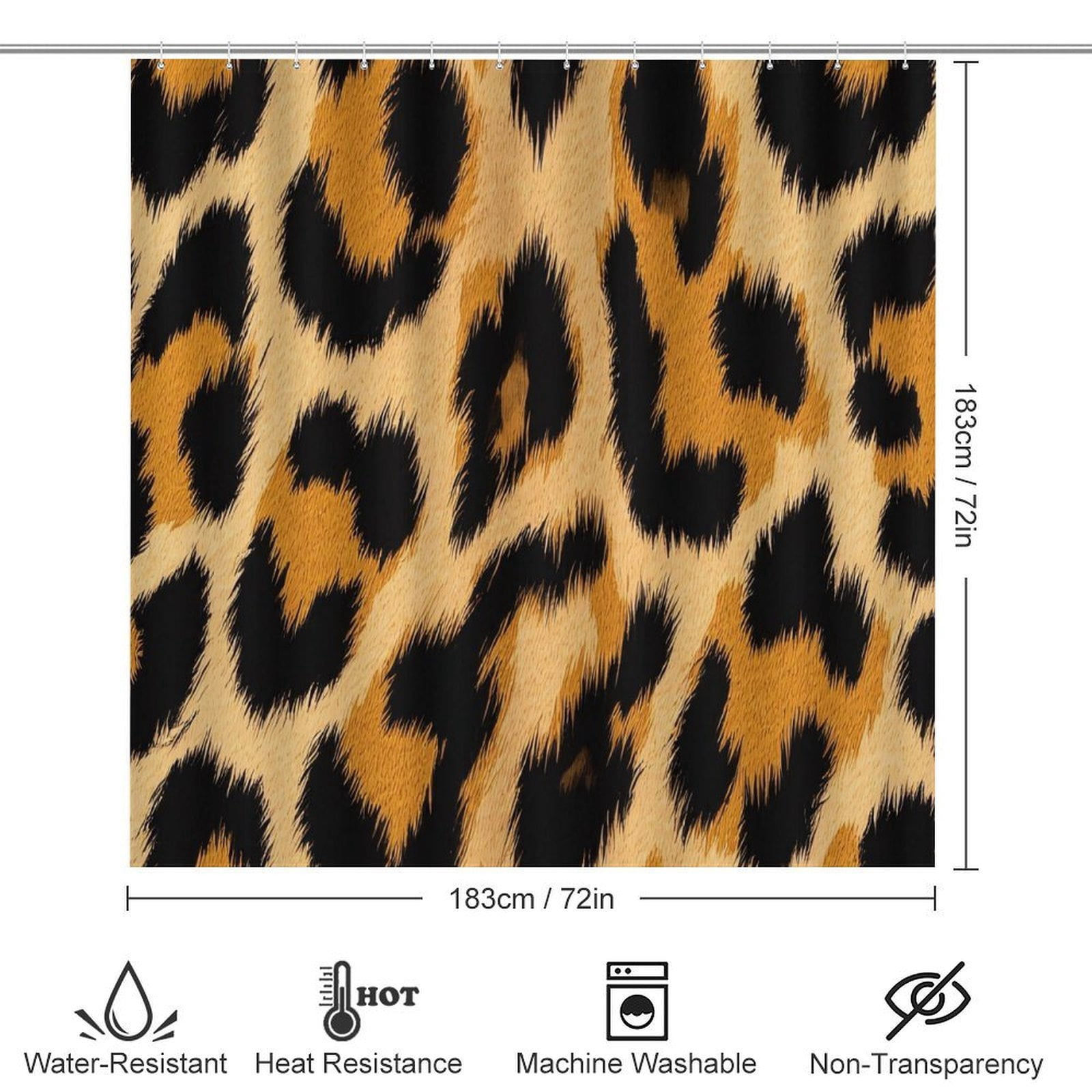 Leopard Print Shower Curtain Waterproof Bathroom Curtain Set with Hooks Home Decor Bathroom Curtains 4pcs