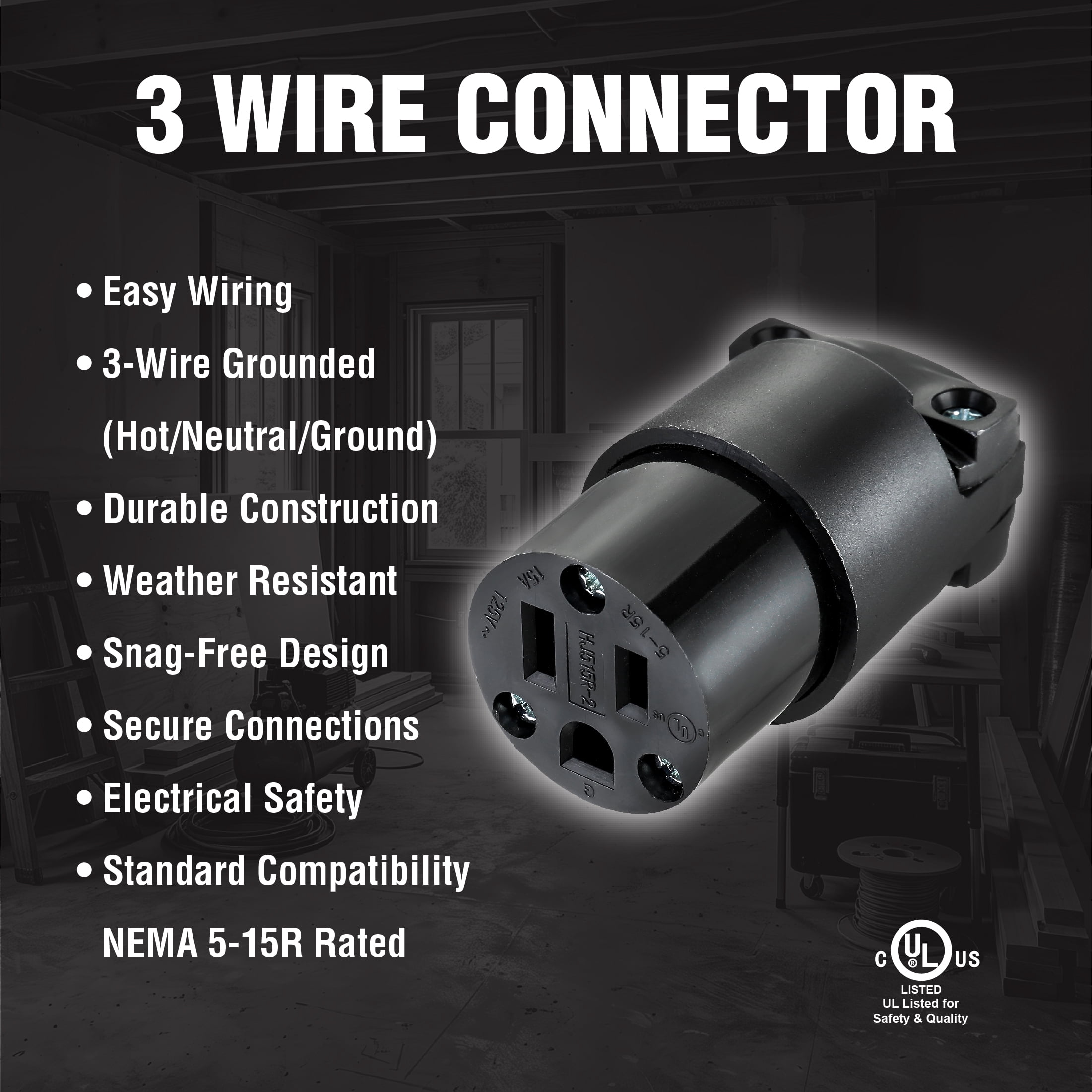Hyper Tough Three Wire Connector Plug Replacement - Female TD35081C