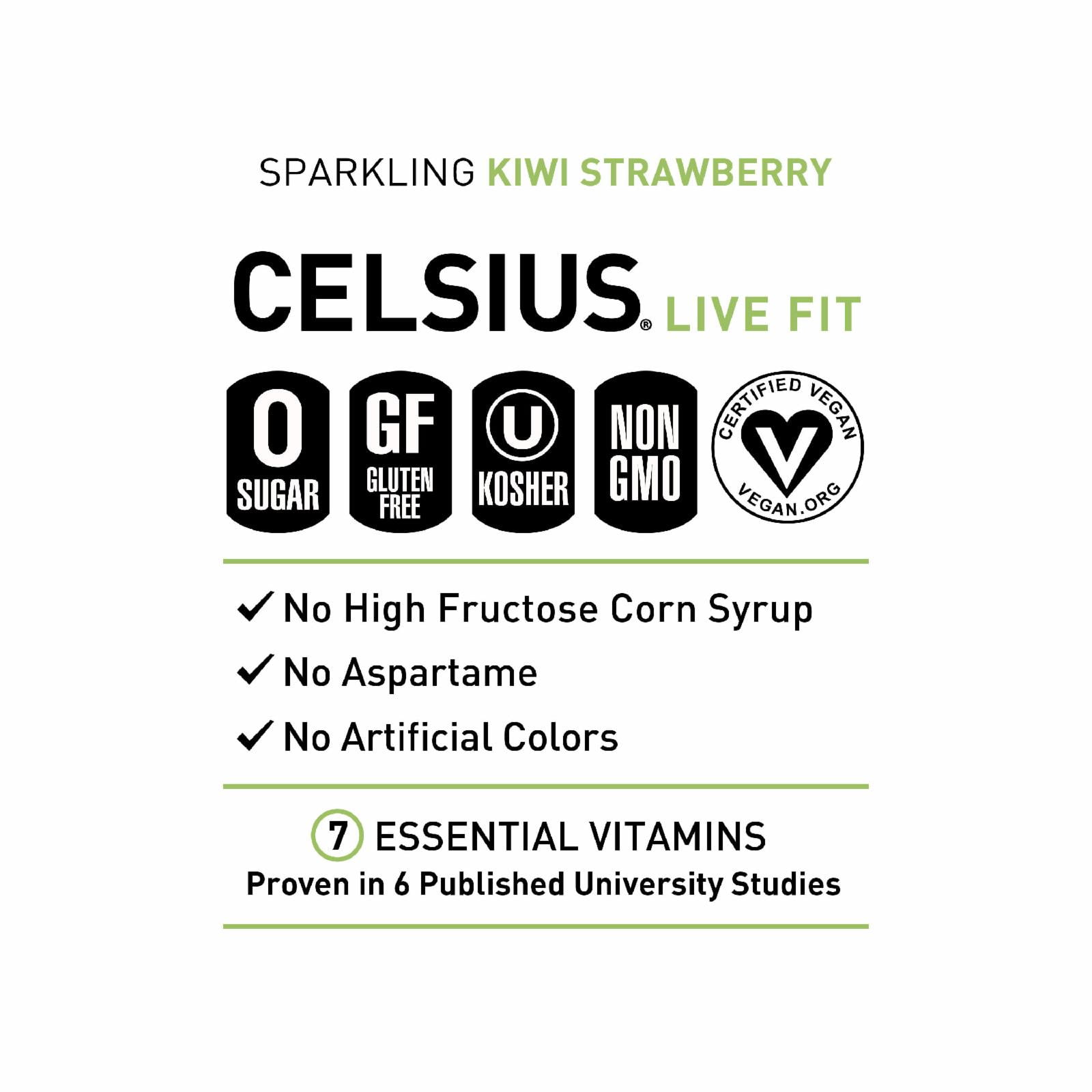 (5 pack) CELSIUS Sparkling Kiwi Strawberry, Functional Energy Drink 12 fl oz Single Can