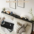thumbnail image 2 of Jojoka 5.9" Narrow Sofa Table with Power Outlets, Slim Console Table, Farmhouse Behind Couch Table with Metal Frame & Wood Top for Entryway, Hallway, Foyer, Living Room - Rustic Black, 2 of 7