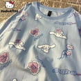 thumbnail image 2 of Sanrio Cinnamoroll Print Cute Cartoon Short Sleeved T-shirt Y2k Women's Trendy Loose Oversized Cute Tees Summer Tops Clothes, 2 of 19