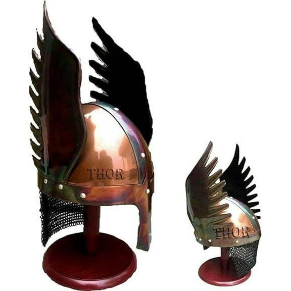 THOR INSTRUMENTS Antique Visored Medieval Barbuta Knights Armour Helmet Halloween Costume W/Stand Rustic Vintage Home Decor Gifts