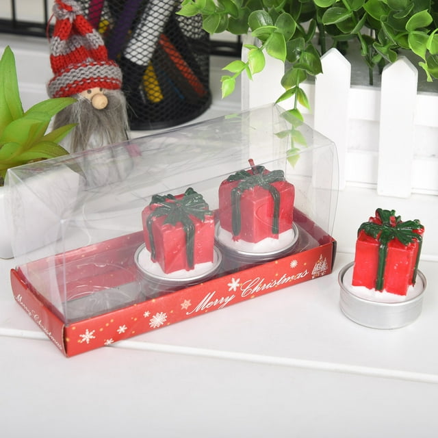 Fiudx Juego de Velas Navideñas, Decoración Navideña Pintada a Mano, Diseño de Cera Roja Vibrante, Ambiente Cálido para La Cena o El Hogar, Decoración Festiva de La Habitación, Tres Velas En Una Caja,