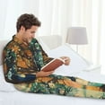 thumbnail image 6 of Fuzoiu Seasonal Tree Reflection Print Men's Long-Sleeved Pajama,Lounge Button Down Nightwear,Mens Notch Collar Pajama Set -Small, 6 of 7