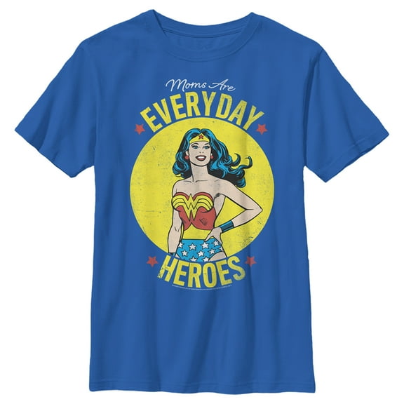 Boy's Wonder Woman Moms Are Everyday Heroes Graphic Tee Royal Blue X Small