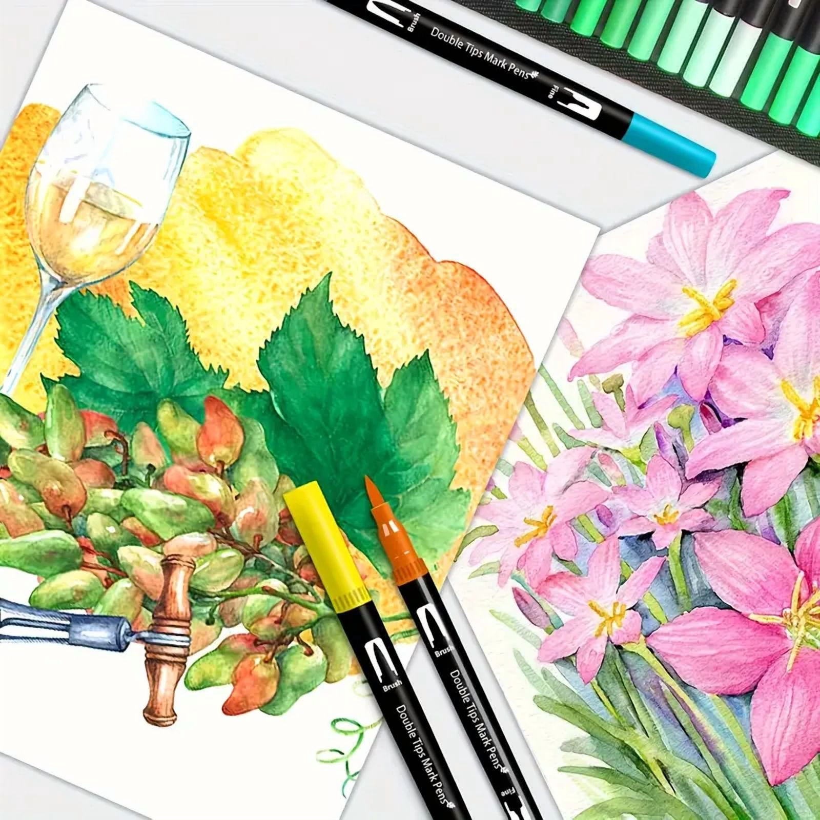 168 Colors Dual Brush Markers, Art Markers Set with Fine Tip and Brush Tip for Coloring Book, Hand Lettering, Calligraphy Drawing Art Supplies Kit