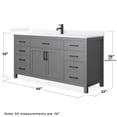 thumbnail image 4 of Beckett 66" Dark Gray Single Vanity & White Quartz Top (1-Hole) & Black Trim, 4 of 5
