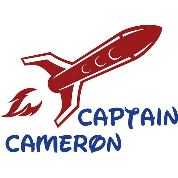 Personalized Name Vinyl Decal Sticker Custom Initial Wall Art Personalization Decor Red Rocket Classroom Bedroom Boy Captain 20 Inches X 36 Inches
