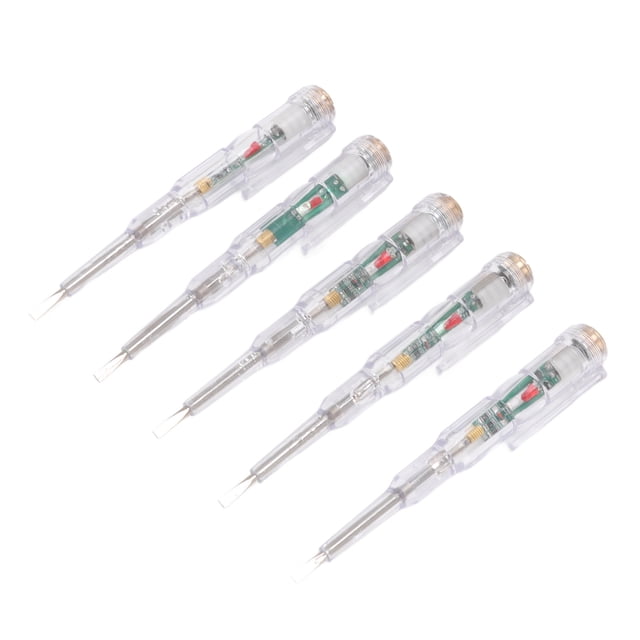 5 piezas de bolígrafo comprobador eléctrico, luz LED brillante multifuncional, carcasa transparente, comprobador de voltaje inductivo, destornillador