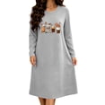 thumbnail image 7 of SimpleJoyi Womens Pajama Fashion Casual Print Long Sleeve Crewneck Midi Nightgown, 7 of 7