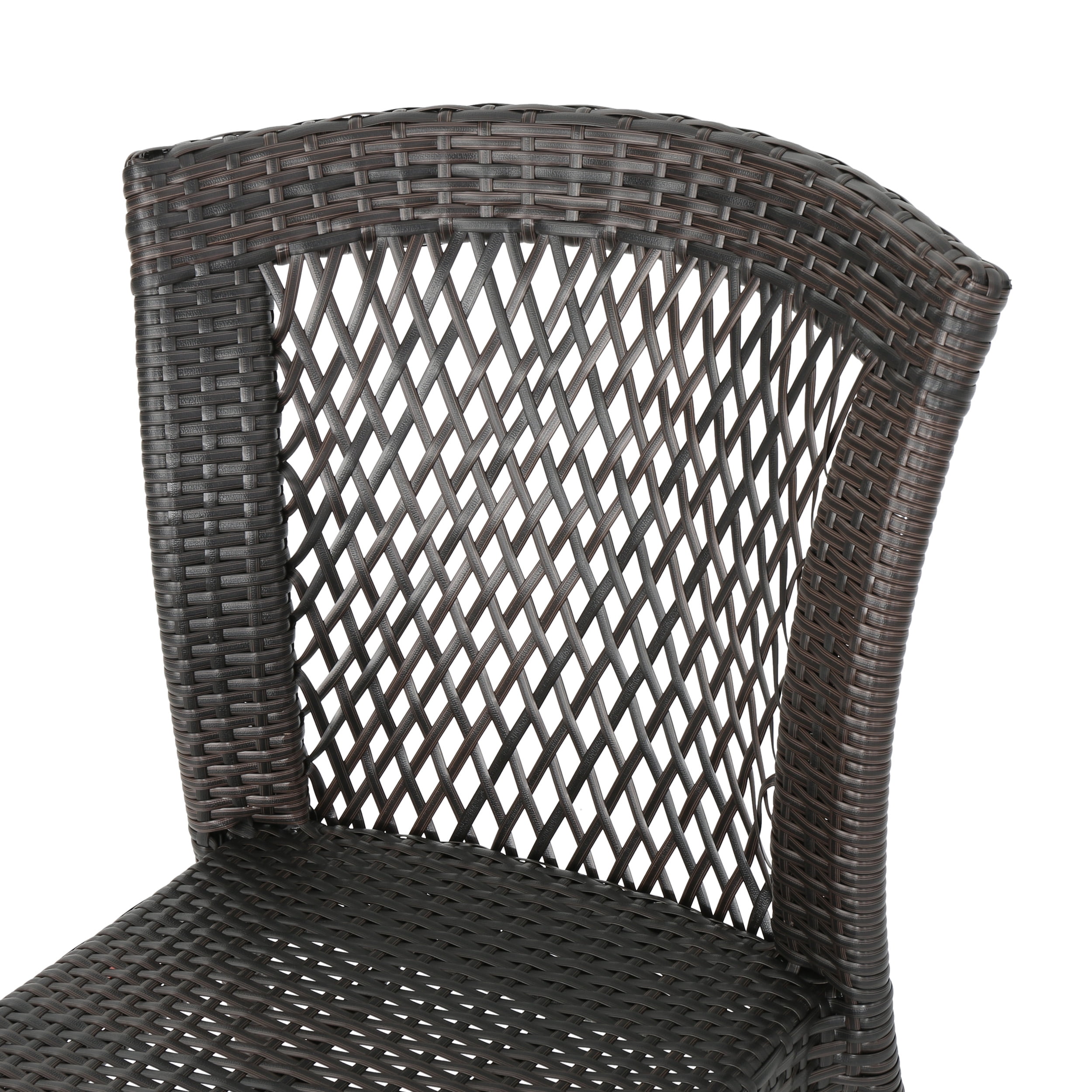 Julia Outdoor 3 Piece Wicker Stacking Chair Chat Set, Multibrown