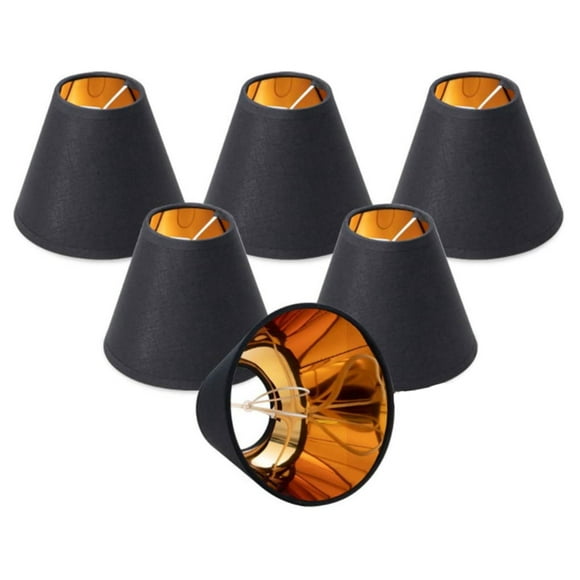 6PCS Small Lampshade Black Surface Gold Bottom Lamp Shade Shell Cover Modern Lampshade Creative E14 Small Screw Lighting Accessories Lamps Table Lamp Floor Lampshade