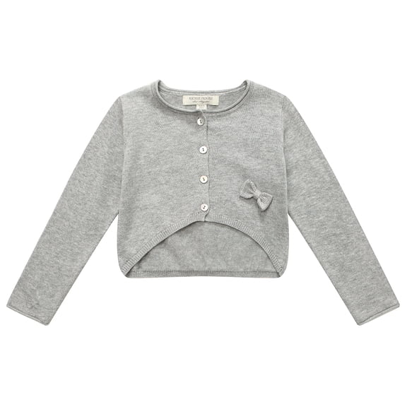 Little Girls Grey Small Bow Cardigan 3