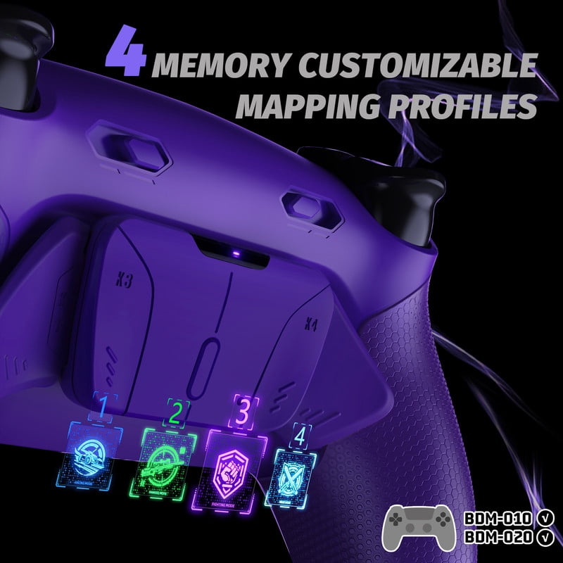 eXtremeRate RISE4 Plus MAX Back Paddles Kit with Clicky Trigger Stops & Rubberized Grip , Remappable Back Buttons Kit for PS5 Controller BDM-010/020- Galactic Purple - NO Controller