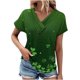thumbnail image 2 of Fiudx Ropa de Mujer Top de Primavera/Verano de Manga Corta Informal con Cuello En V Estampado Del Día de San Patricio para Mujer, 2 of 5