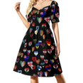 thumbnail image 1 of Vestido de manga corta con corazs y banderas de Eurovisión vestidos de verano para mujer vestidos elegantes de Corea para mujer, 1 of 6