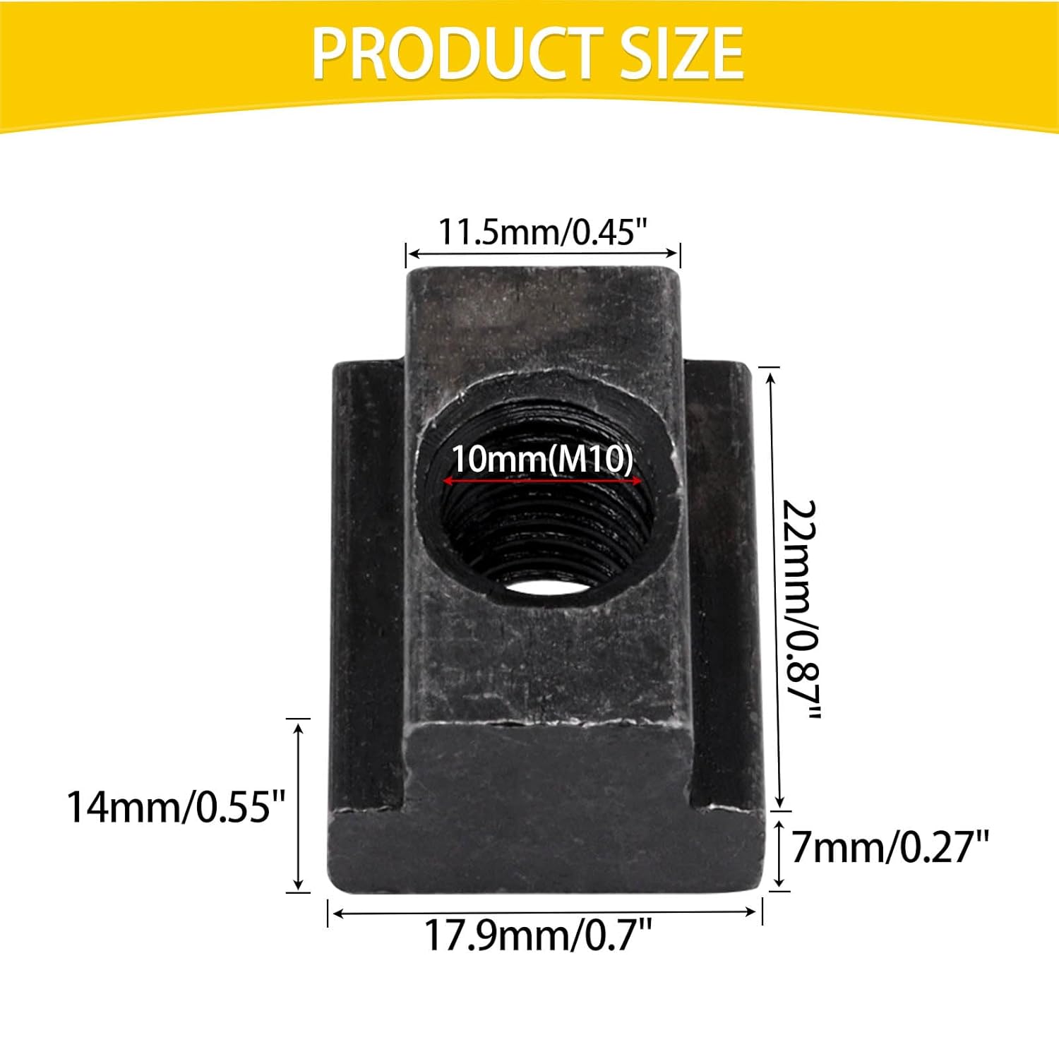 T-Slot Nuts 10 Pieces, 10 Thread Black Oxide Coated Hardware Sliding Nuts for Machine Tool Tables, 8.8 Grade