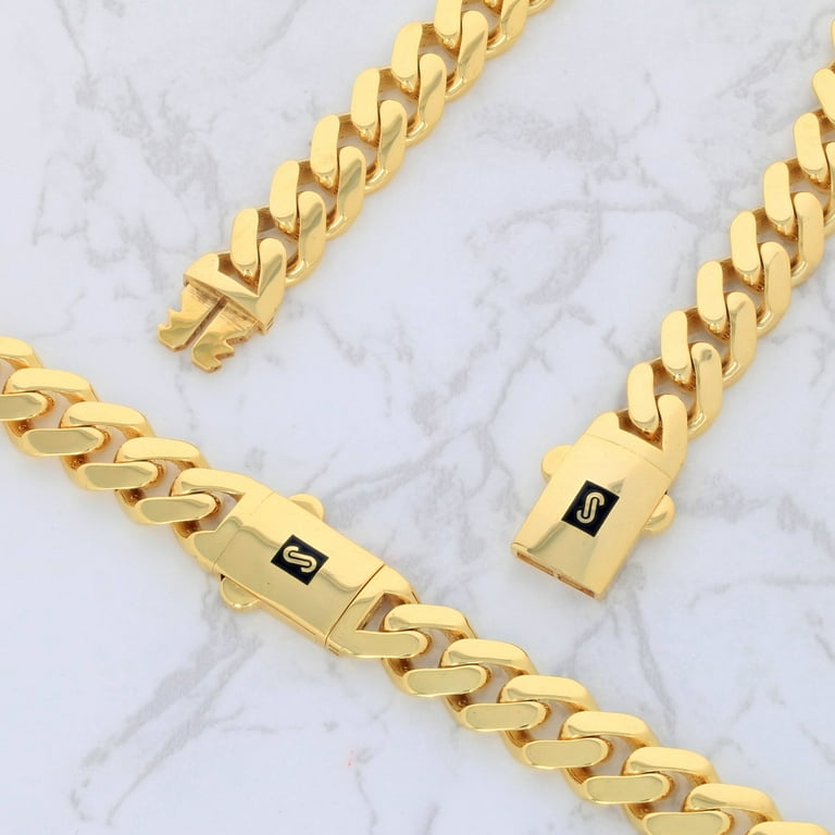 Real 14k Yellow Gold Chain Solid Miami Cuban Link Chain Necklace 18-30  5mm-9mm