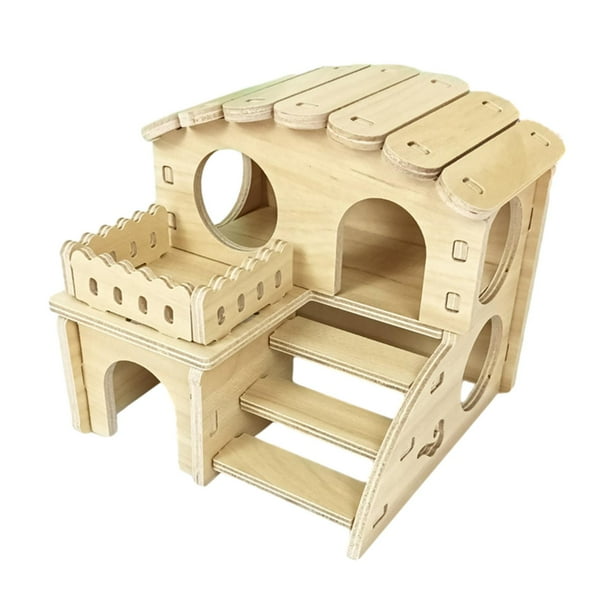 Casa de madera para hámster, escondite lavable para hámsters y otras mascotas pequeñas. Estilo A