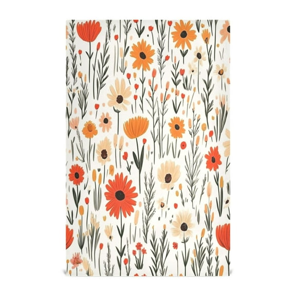 Wildflower Pattern Decorative Waffle Towel Kitchen Dishcloth 28x18in Multi-Use Tea Towel