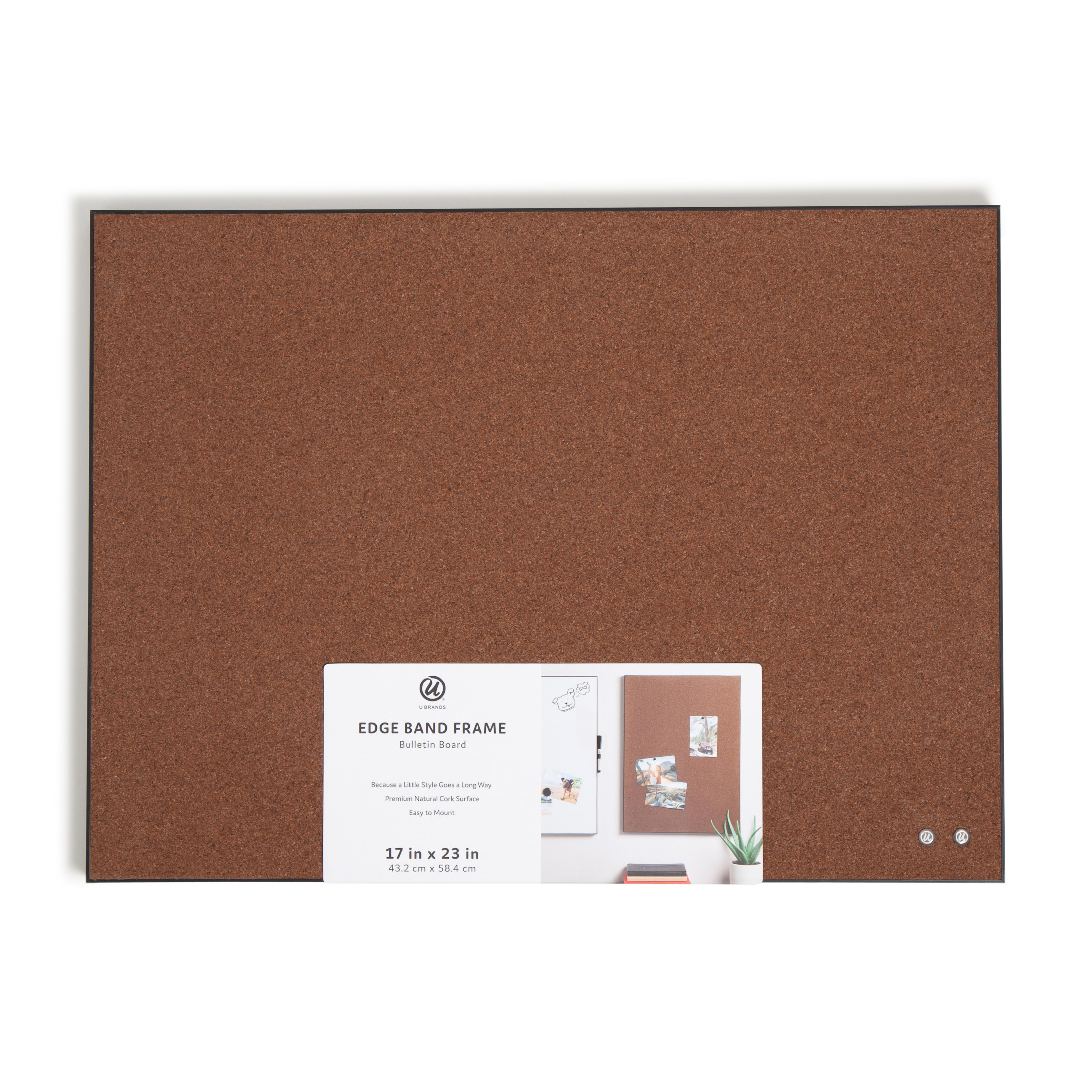 U Brands Cork Bulletin Board 23" x 17" Black Frame photo 7