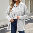 thumbnail image 6 of Women Waffle Knit Shacket Sevevn Point Collar Button Down Oversized Fit Textured Waffle Fabric Dual Chest Pockets Long Sleeve Outerwear For Daily Casual Wear, 6 of 8