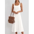 thumbnail image 4 of PRETTYGARDEN Spring Dresses for Women Summer Casual Sleeveless Square Neck A Line Knit Pleated Midi Cocktail Party Dress, 4 of 8