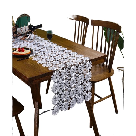 End Table Runner Exquisite Hollow Embroidered Table Runners Vintage Chic for Wedding Dinner Banquet Kitchen Home Dinning Table Decor White